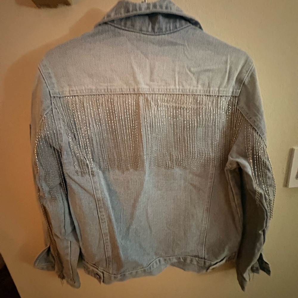 Women's Denim Jacket with Silver Fringe